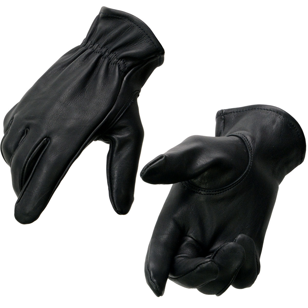 Milwaukee Leather MG7595 Men's Black Deerskin Unlined Motorcycle Gloves w/ Cinch Wrist Closure