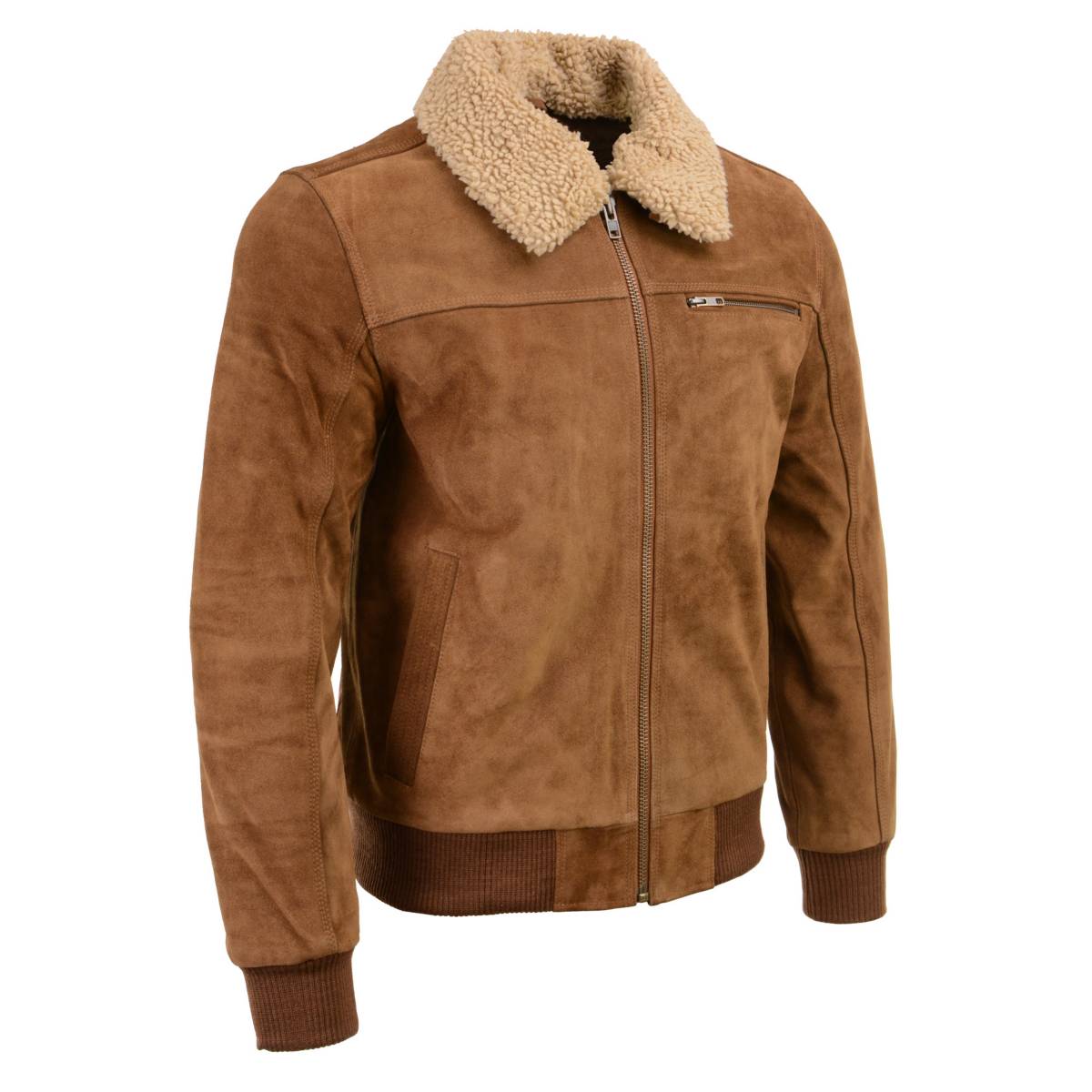 Milwaukee Leather Vintage SFM1818 Men's Classic Beige Suede Leather Fashion Coat Jacket w/ Front Zipper Closure