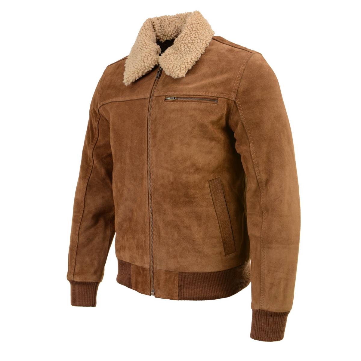 Milwaukee Leather Vintage SFM1818 Men's Classic Beige Suede Leather Fashion Coat Jacket w/ Front Zipper Closure