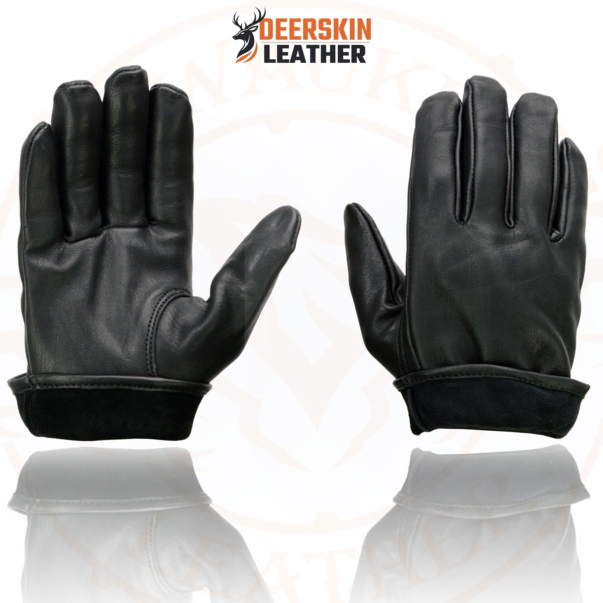 Milwaukee Leather MG7595 Men's Black Deerskin Unlined Motorcycle Gloves w/ Cinch Wrist Closure