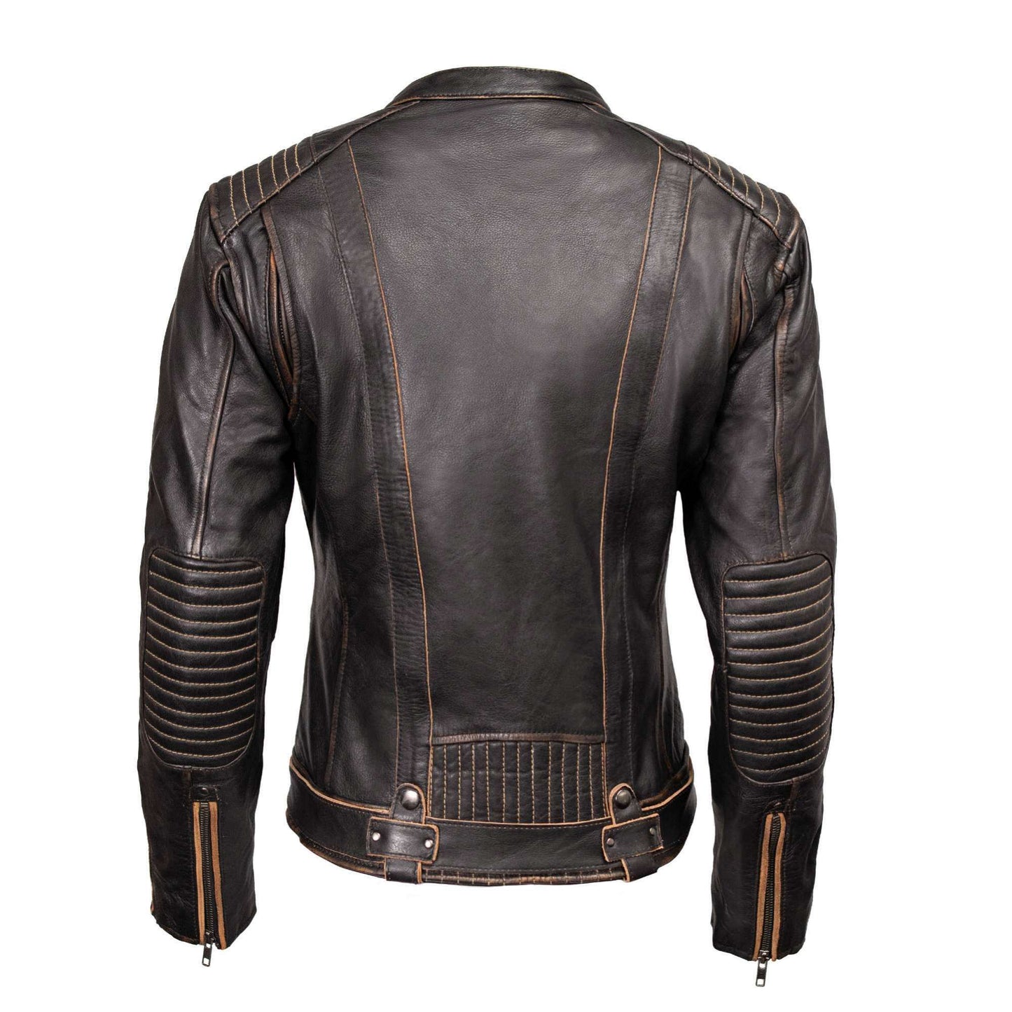 Milwaukee Motorcycle Clothing Co. Women’s Rebel Scooter Style Vinage Brown Leather Jacket w/ Mandarin Collar MMC20003