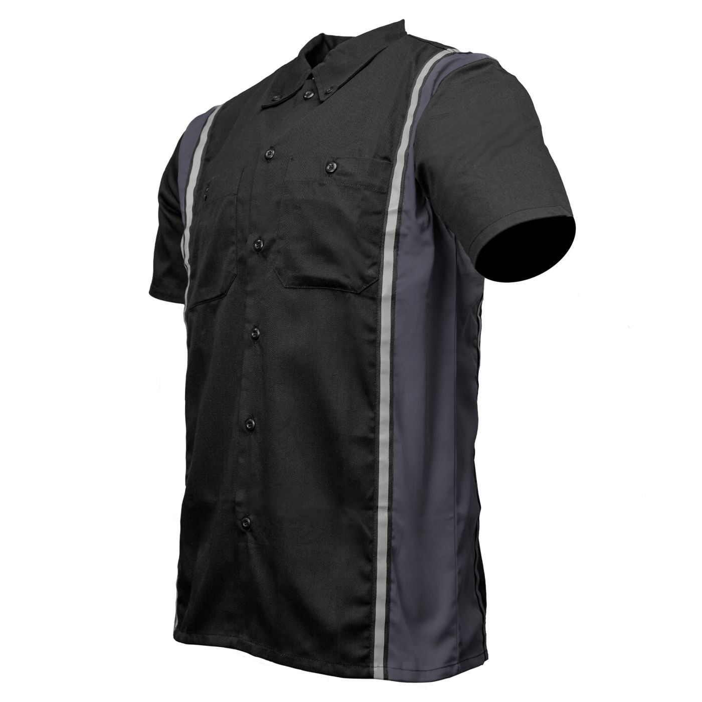 Milwaukee Motorcycle Clothing Co. Men’s Blk/Grey Mechanic Work Shirt – w / Reflective Strip, Rider‑Built MDM11608