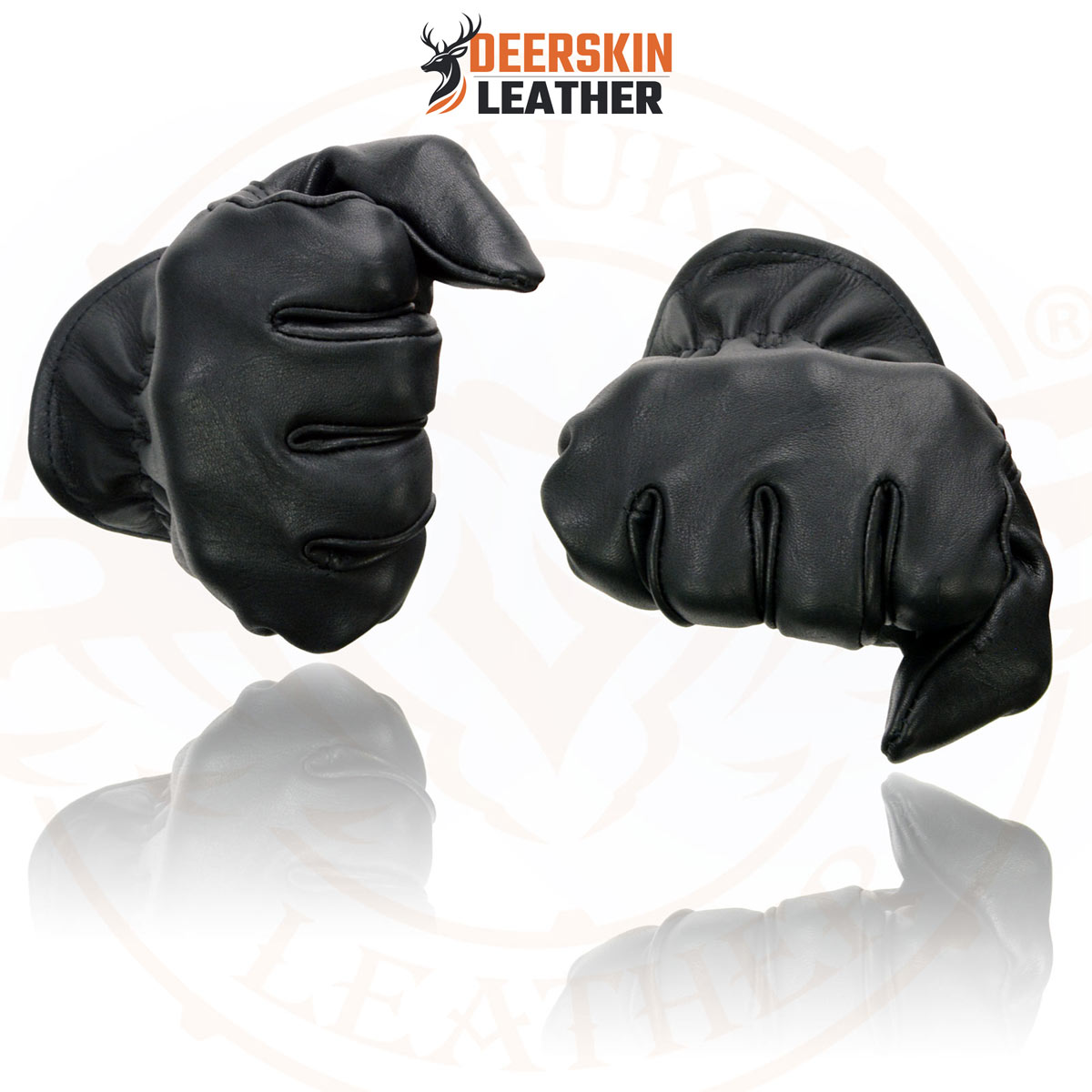 Milwaukee Leather MG7595 Men's Black Deerskin Unlined Motorcycle Gloves w/ Cinch Wrist Closure