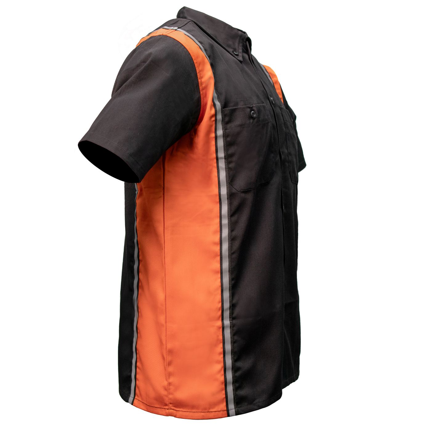 Milwaukee Motorcycle Clothing Co. Men’s Blk/Orange Mechanic Work Shirt – w / Reflective Strip, Rider‑Built MDM11610