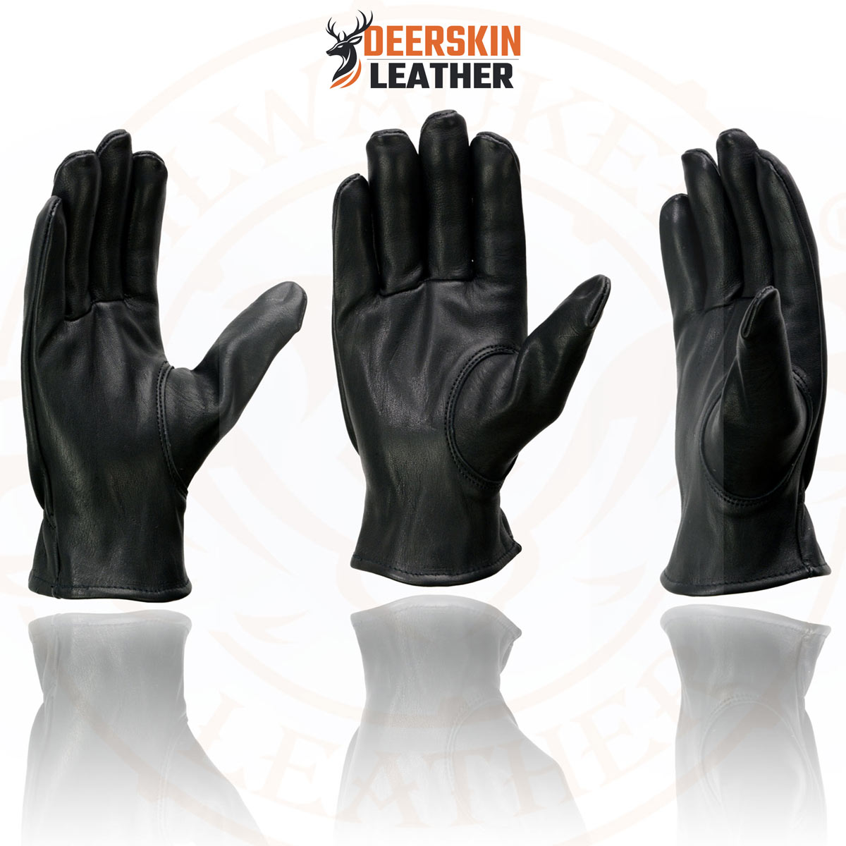 Milwaukee Leather MG7595 Men's Black Deerskin Unlined Motorcycle Gloves w/ Cinch Wrist Closure