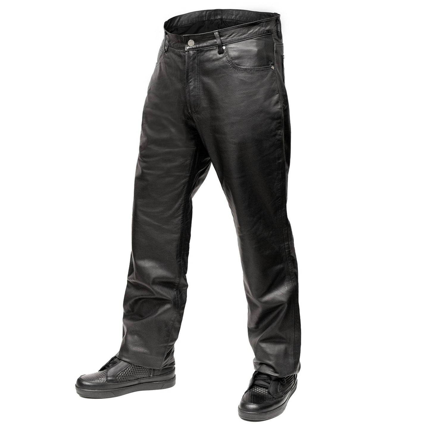 Milwaukee Motorcycle Clothing Co. Men’s Branson Black Premium Leather Biker Lined Pants – 5-Pocket MMC50000