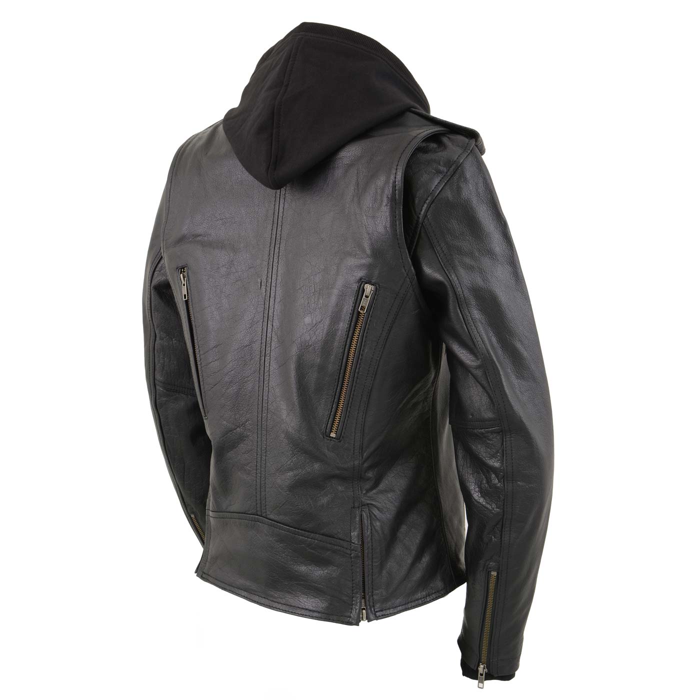 Milwaukee Leather LKL2739 Women's Black Premium Leather Vented Motorcycle Biker Jacket w/ Hoodie