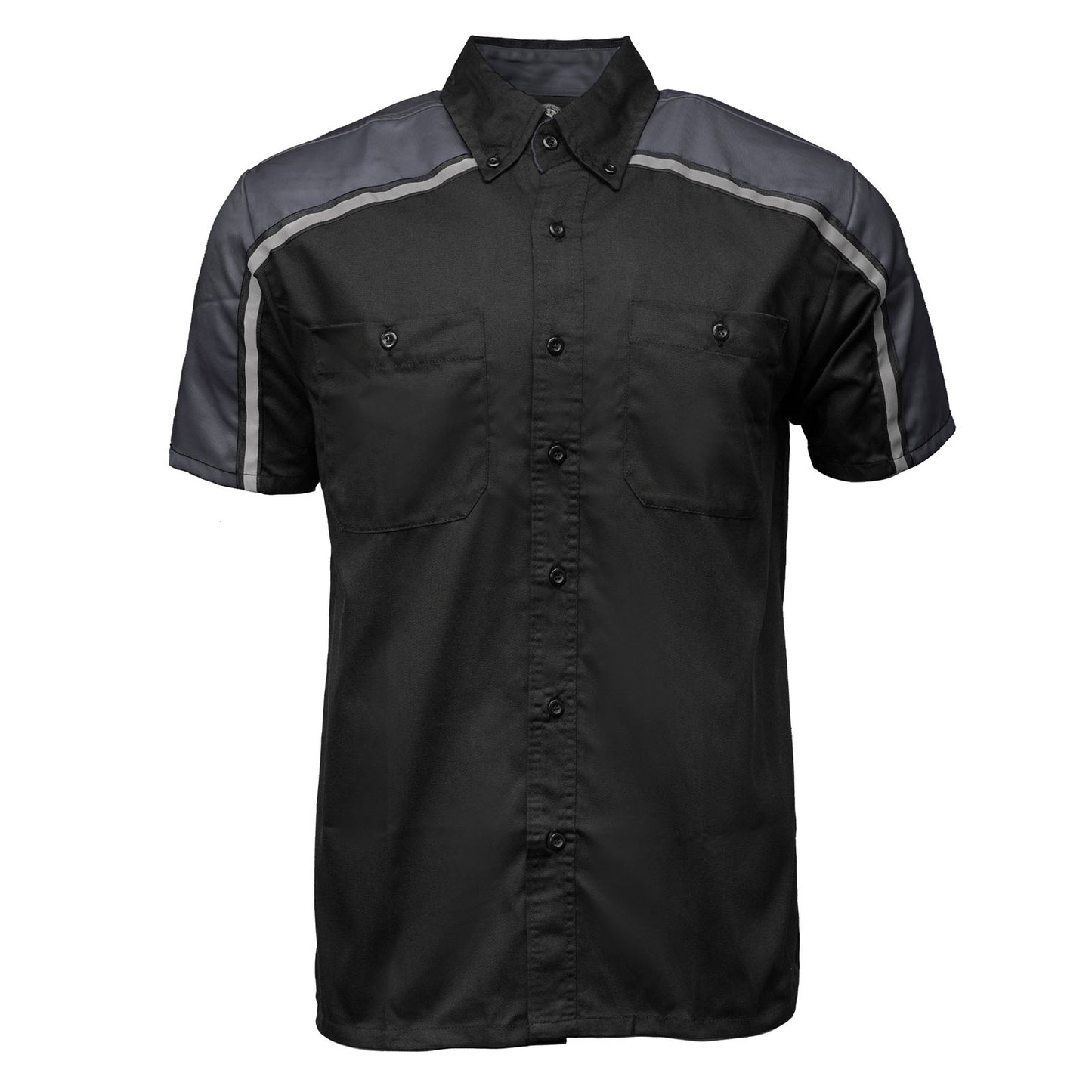 Milwaukee Motorcycle Clothing Co. Men’s Blk/Grey Mechanic Work Shirt – w / Reflective Strip, Rider‑Built MDM11601