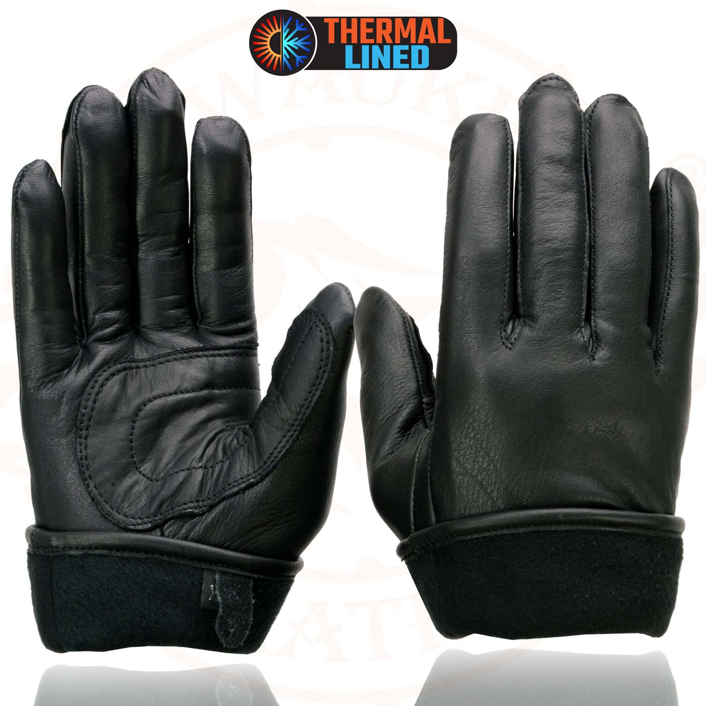 Milwaukee Leather MG7715 Women's Black Leather Thermal Lined Motorcycle Gloves w/ Cinch Wrist Closure