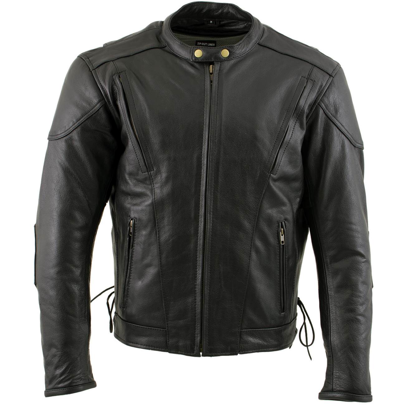 Milwaukee Leather LKM17002 Men's Premium Top Grade Black Leather Motorcycle Riders Jacket w/ Zip-Out Lining