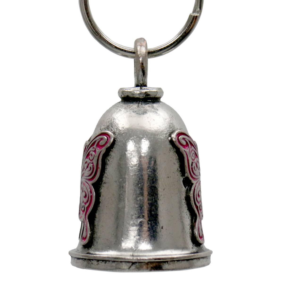 Milwaukee Leather MLB9089 Pink Curly Butterfly Motorcycle Good Luck Bell w/ Key Ring-Key Chain Accessory for Bikers