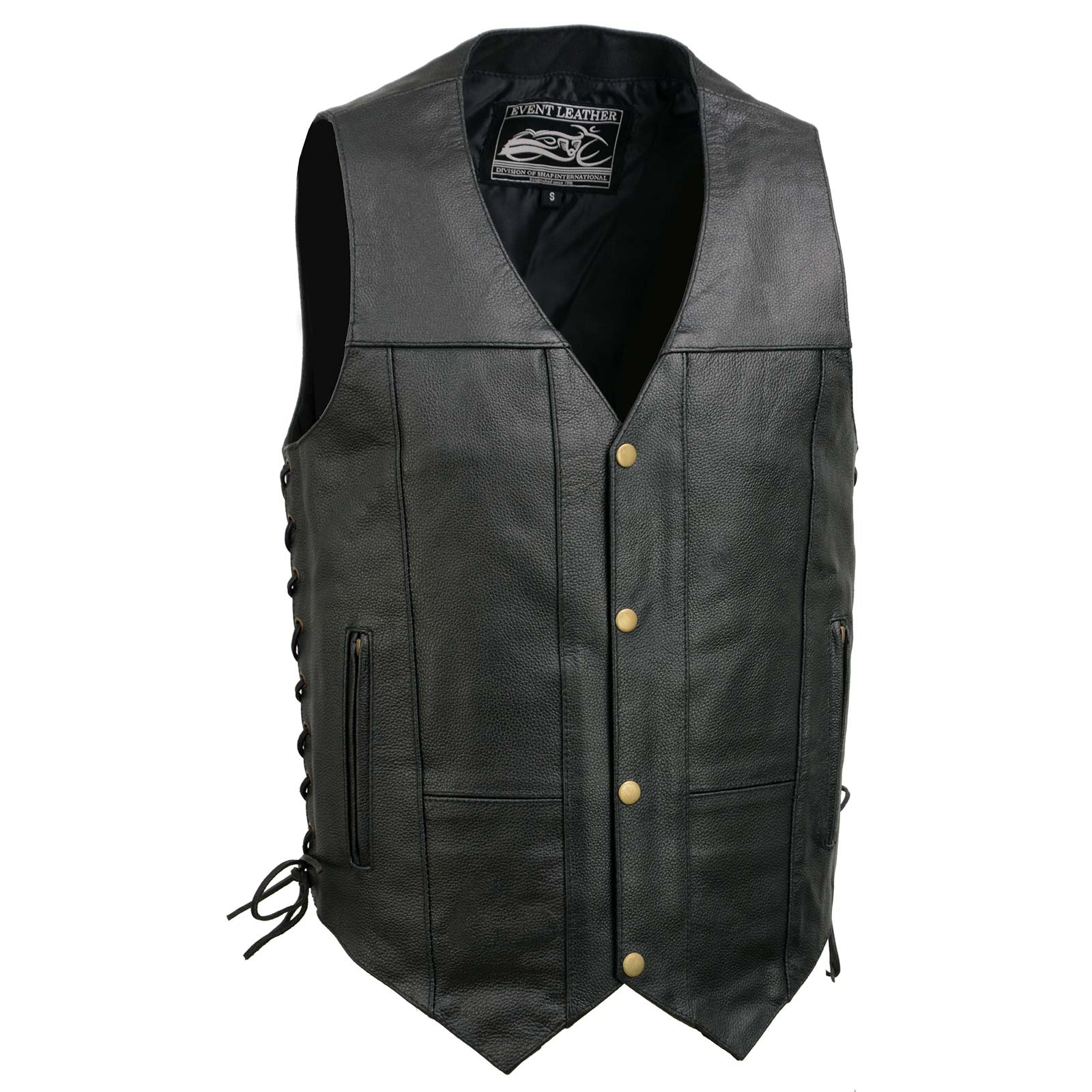 leather dress vest for men Event EL5391 Men's Black Leather 10 Pocket Side Lace Isabella_PDF_Pattern Disney Princess Pink to aniline Inner Shell Size:10U
