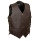 Event Leather ELM3935 Men's 'Indian Head' Embossed Brown Leather Vest with Side Laces