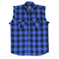 Hot Leathers FLM5208 Men's No Sleeve Fringe Blue and Black Flannel Shirt