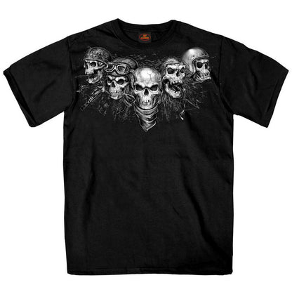 Hot Leathers GMS1423 Men’s ‘Five Skull‘ Short Sleeve Black T-Shirt