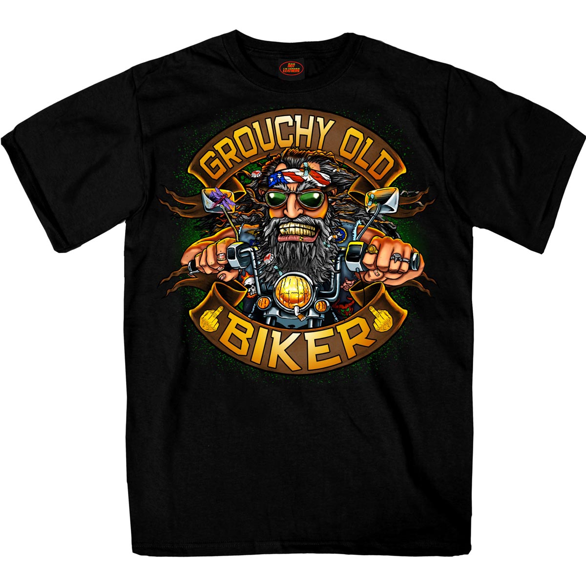 Hot Leathers GMS1508 Men's 'Grouchy Old Biker' Black Biker TShirt