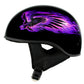Hot Leathers HLD1007 'Black Out Eagle' Gloss Black Motorcycle DOT Skull Cap Half Helmet for Men and Women Biker