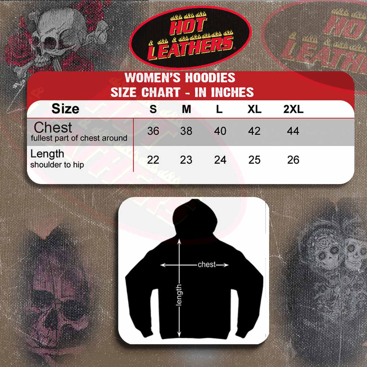 Hot Leathers GLZ4009 Women's Asphalt Angel Black Zipper Hoodie