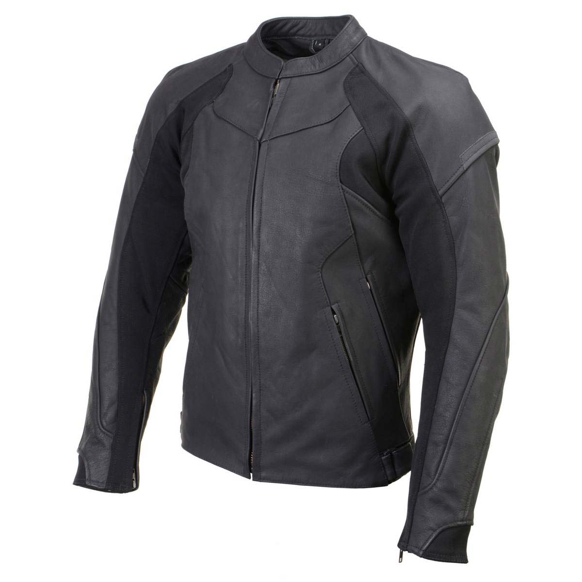 Milwaukee Leather Men's Endo Black Leather Motorcycle Jacket w/ CE Armor, Reflective Panels, Vents - LKM17023