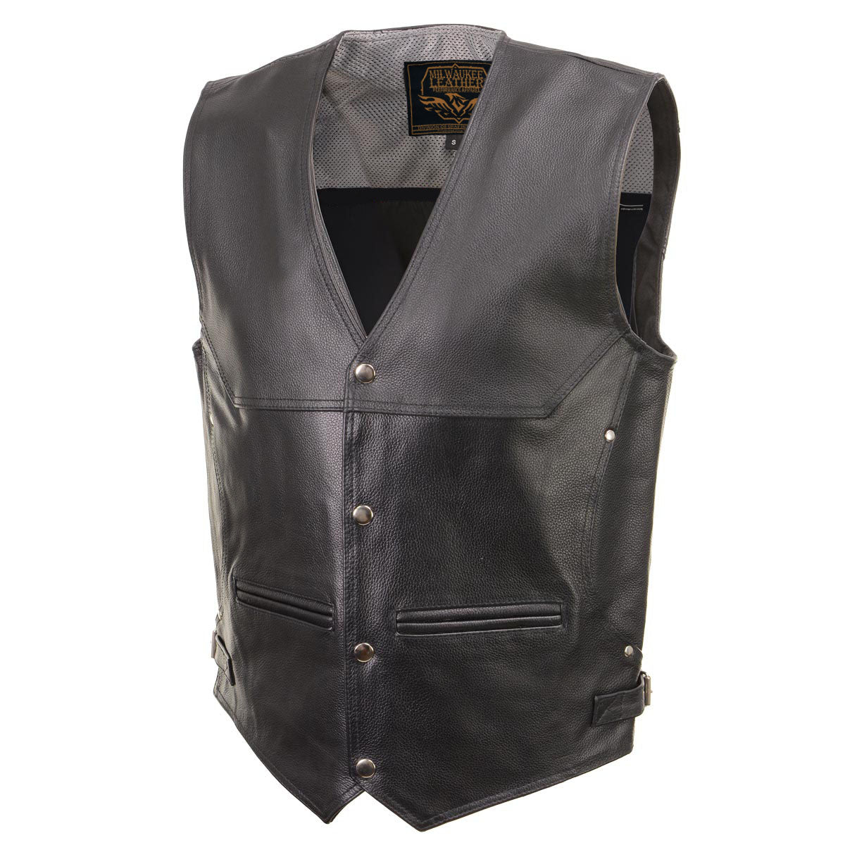 Milwaukee Leather Men's Road King Black Cowhide Leather Motorcycle Vest - LKM3793