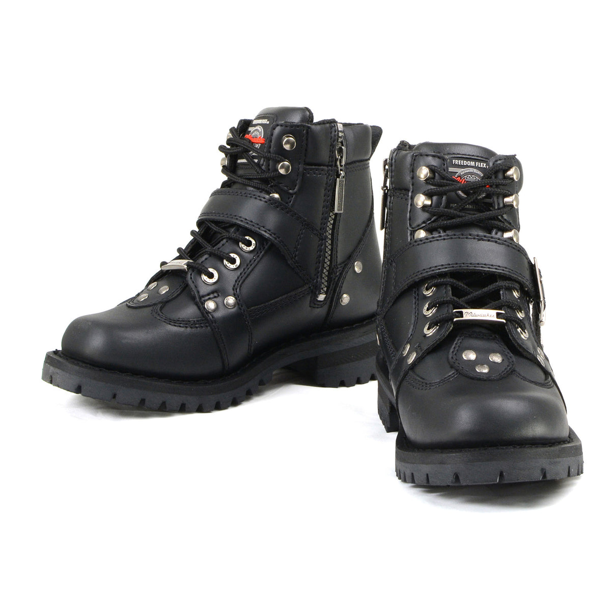 MMCC Women's Road Captain Black Leather Motorcycle Boots - MB233