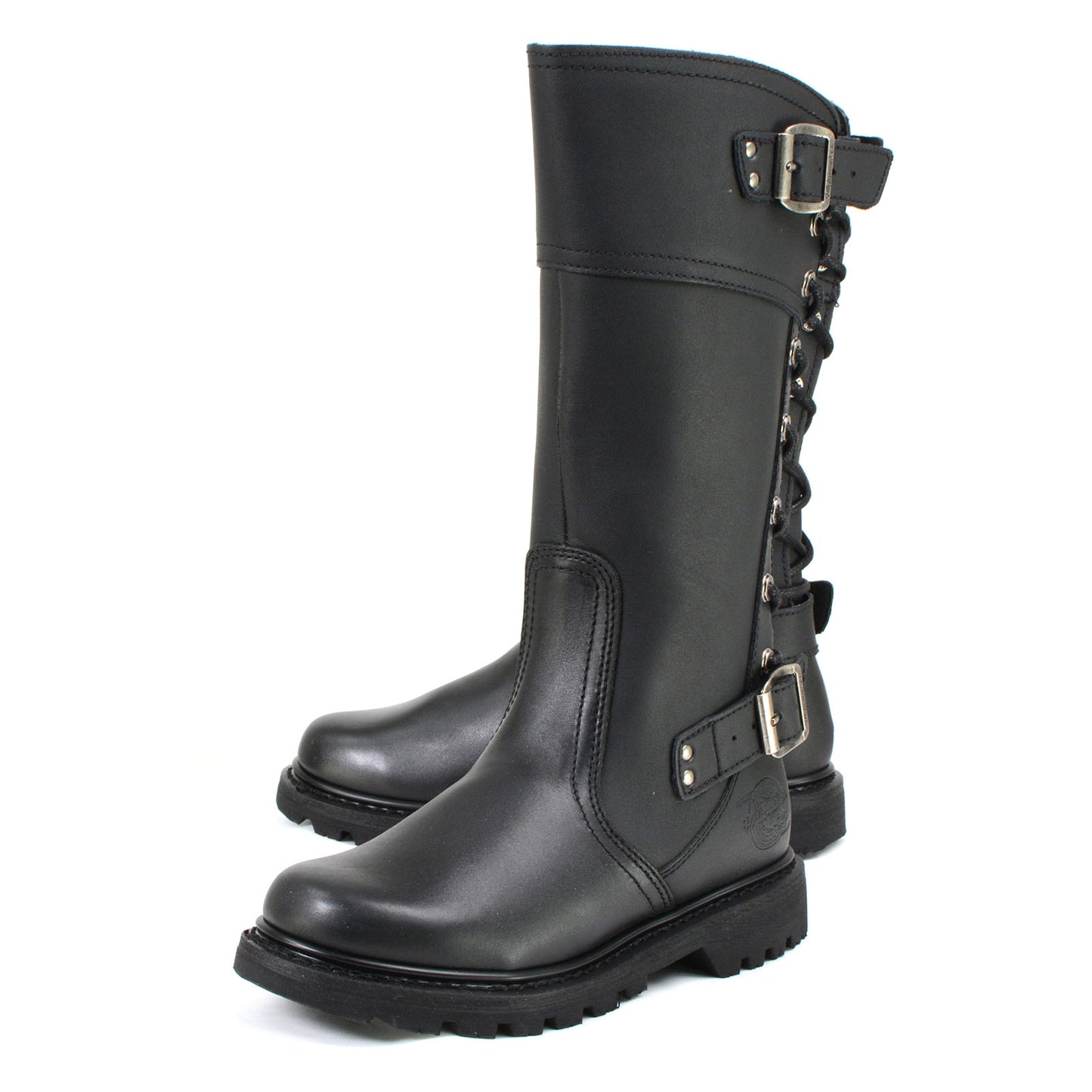 MMCC MB255 Women's Dream Girl Black Leather Biker Boots - Riding Footwear