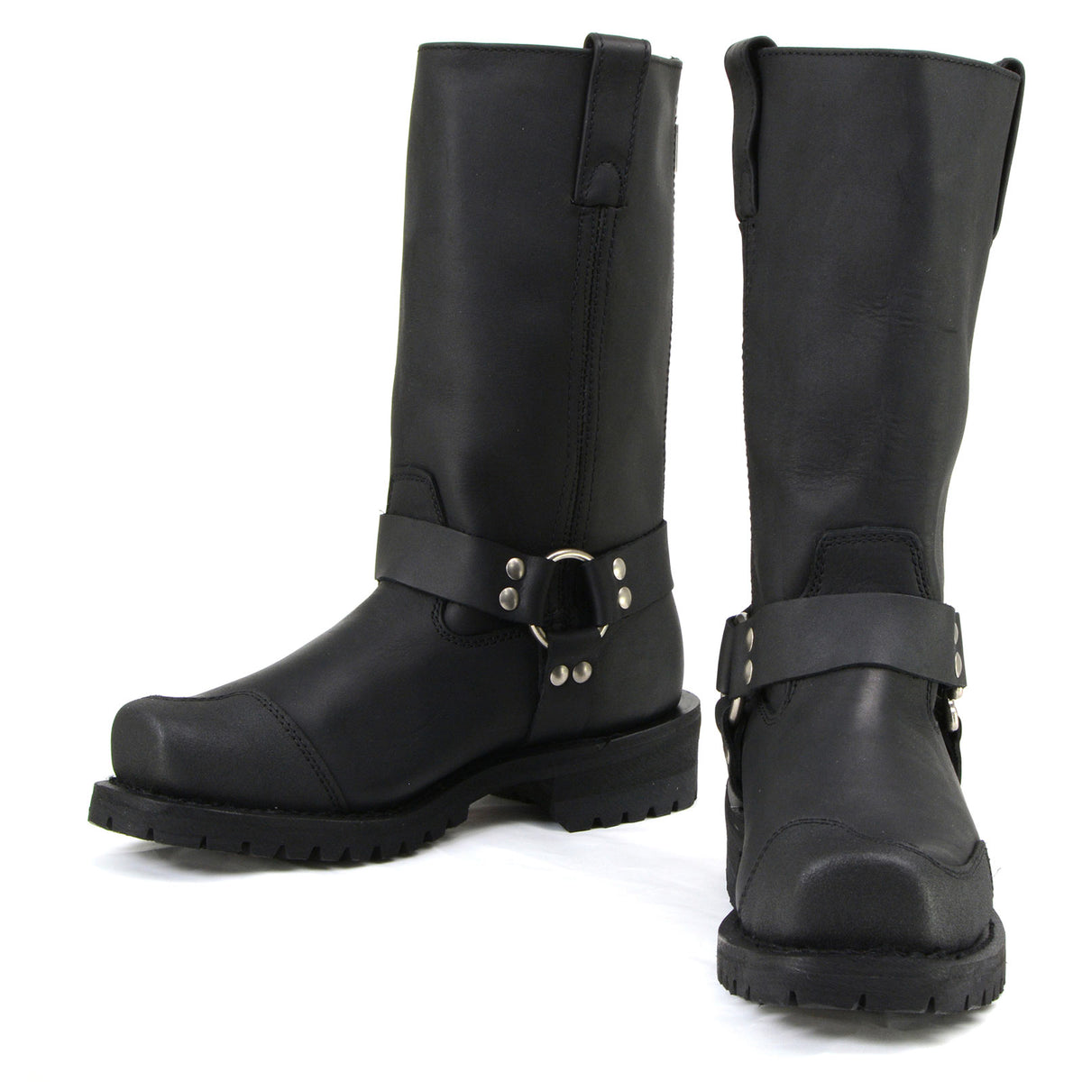 MMCC Men's Drag Harness Black Leather Motorcycle Boots - MB411