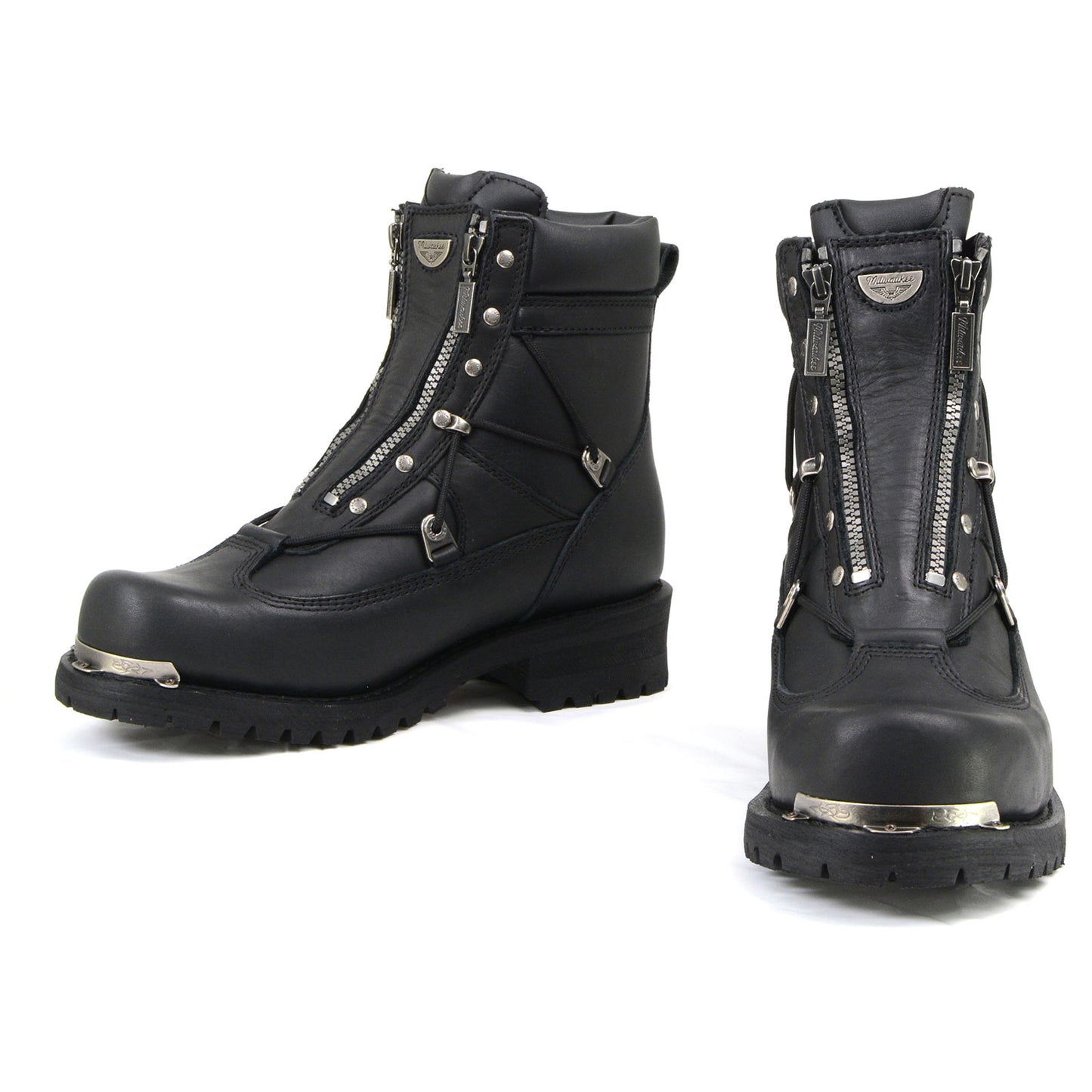 MMCC MB440 Men's Throttle Black Leather Biker Boots - Riding Footwear