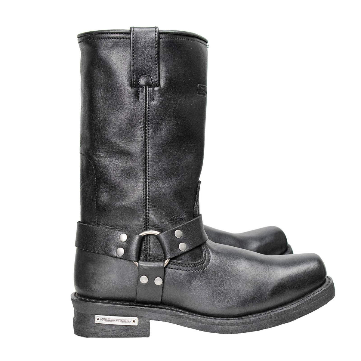 Milwaukee Leather Men's Classic Harness Black 2.2mm Motorcycle Boots - MBM9018