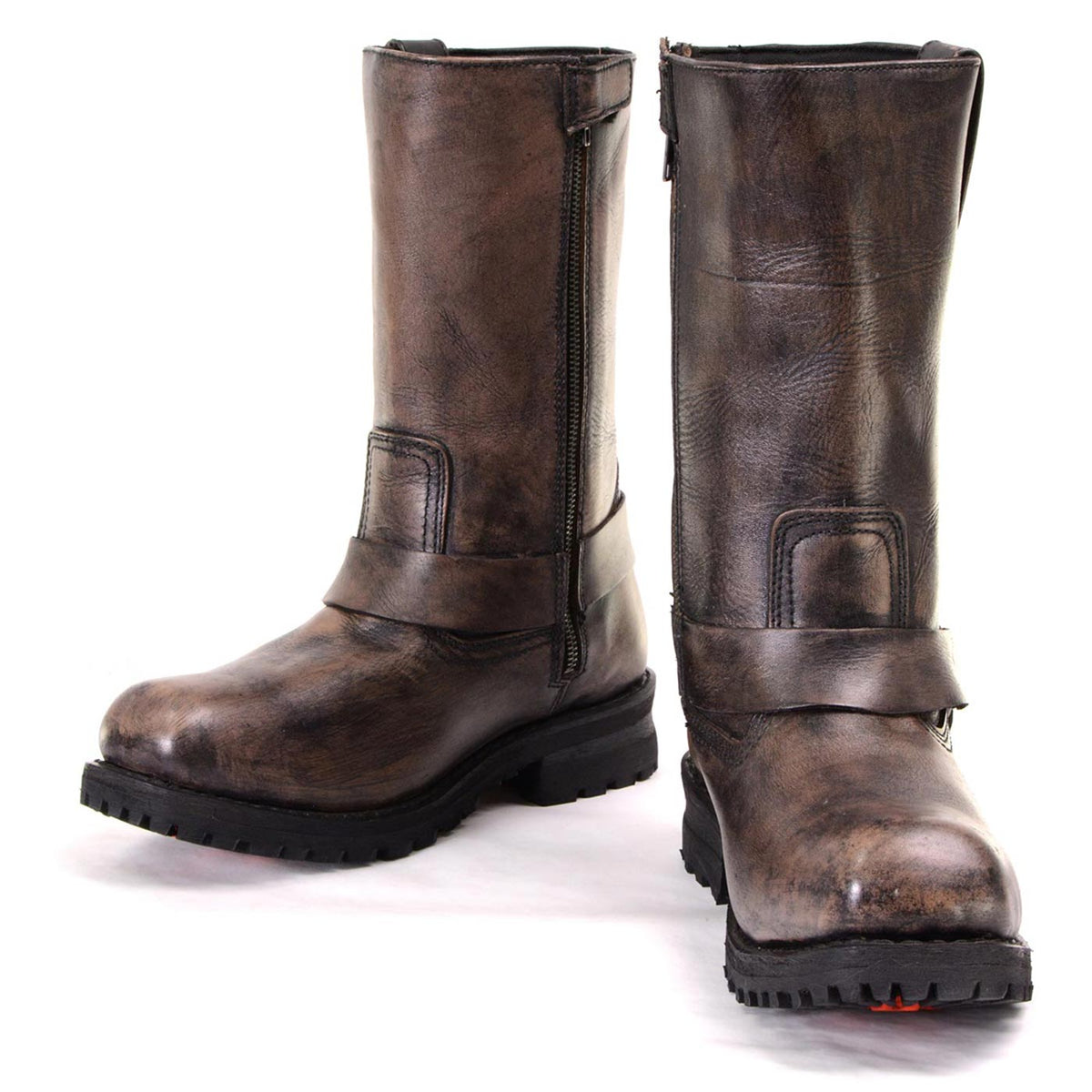 Milwaukee Leather Men's Throttle Distressed Brown Harness Motorcycle Boots, MBM9038