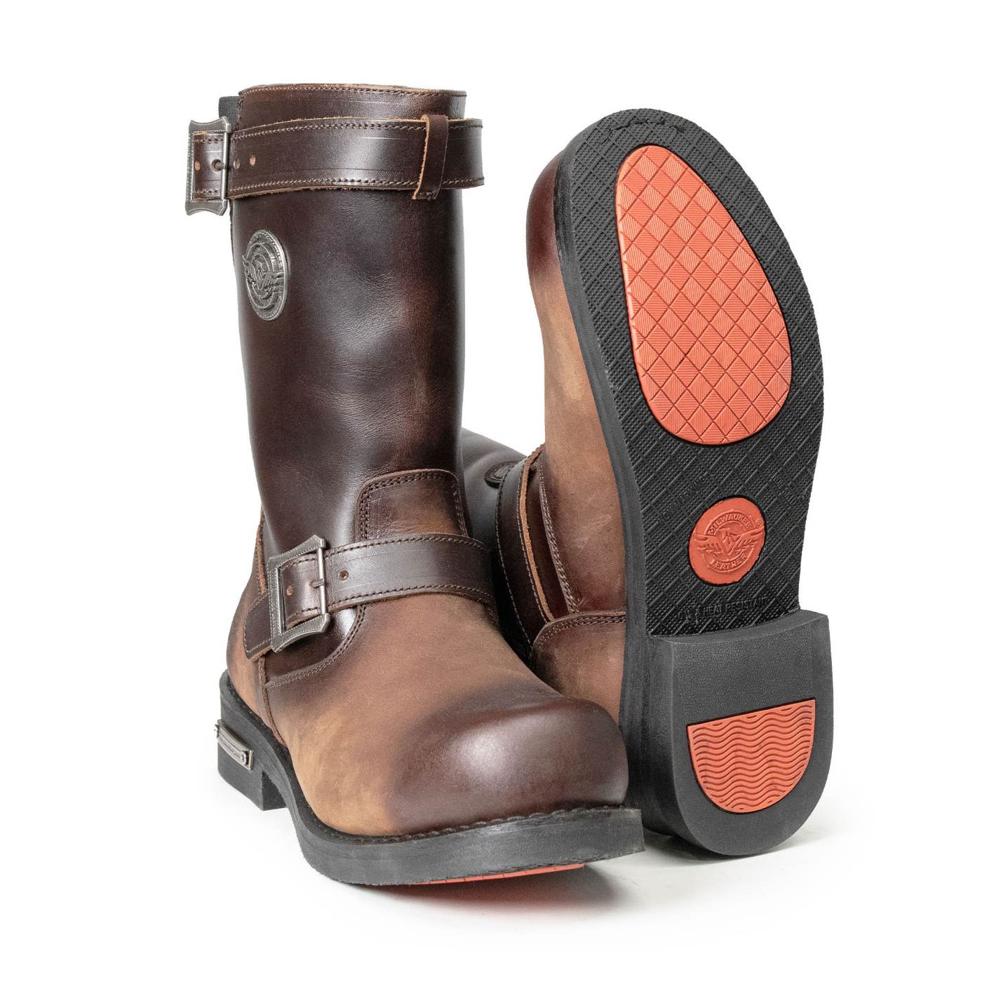 Milwaukee Leather Men's Copper Forge Dark Brown Engineer Motorcycle Boots w/ Flex Toe - MBM9058