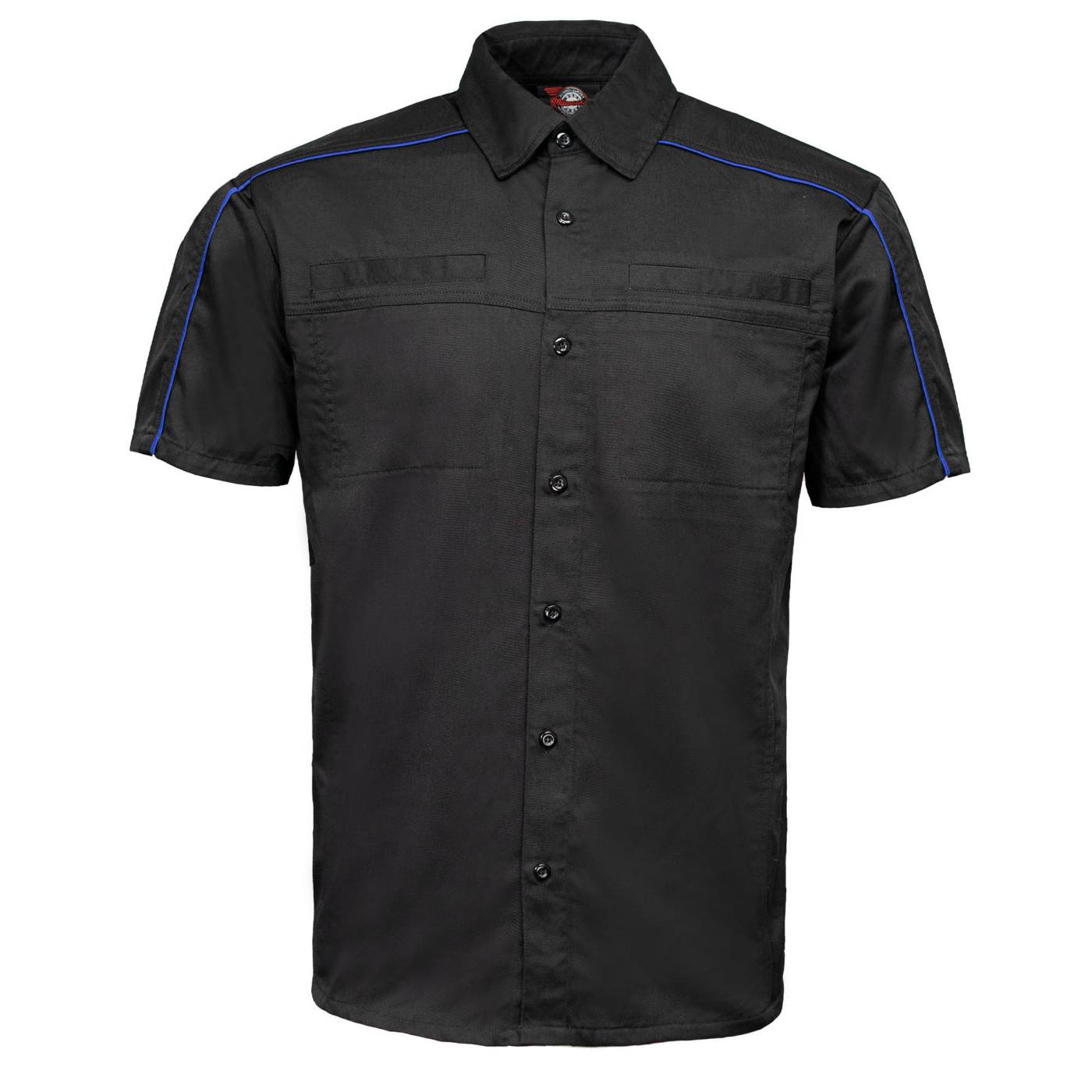 MMCC Men's Slipstream Black Royal Blue Classic Mechanic Shirt - 100% Cotton w/ Microfiber Panel - MDM11692