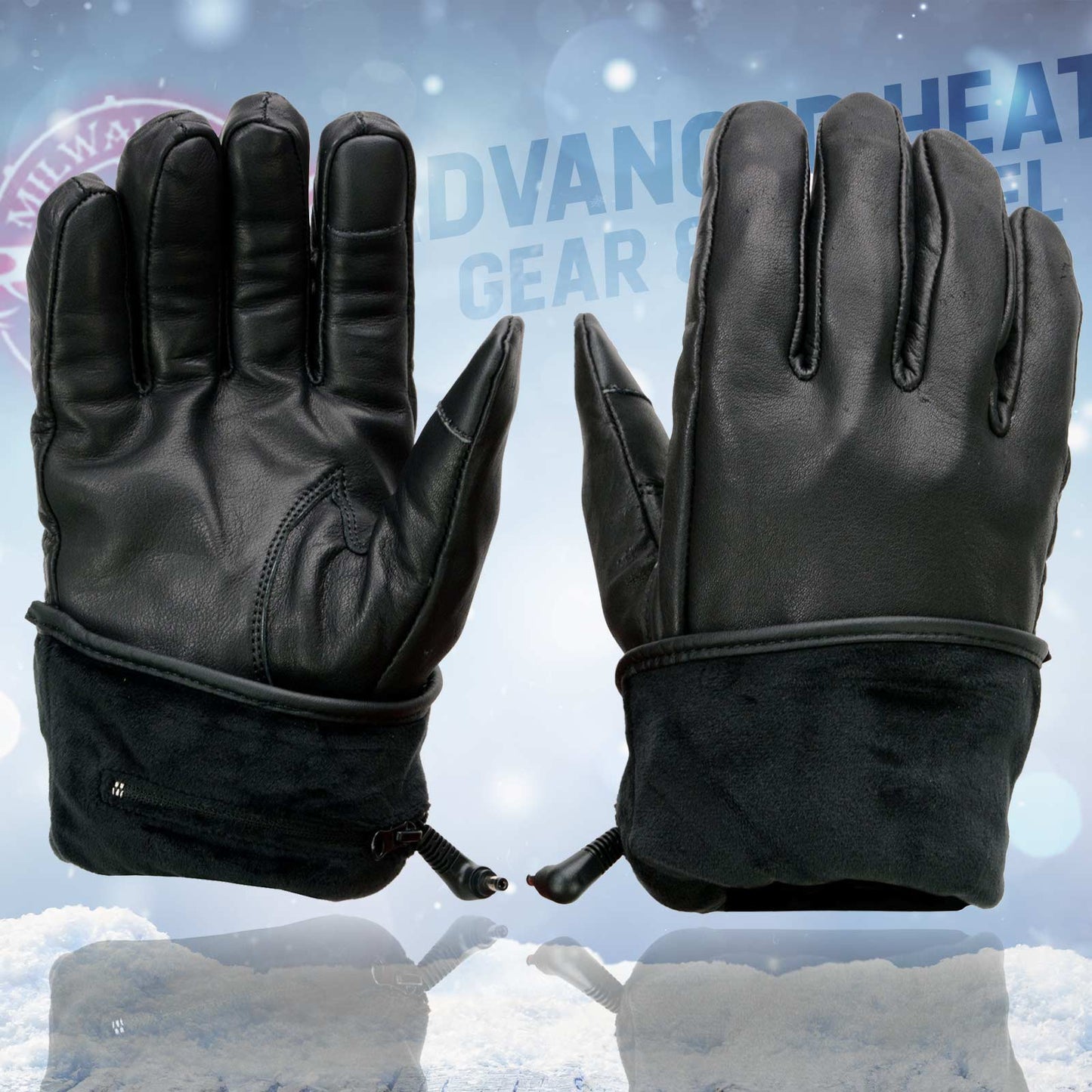 Milwaukee Leather MG7519SET Men’s Black Leather Heated Winter Gloves for Motorcycle Ski Hiking & i-Touch