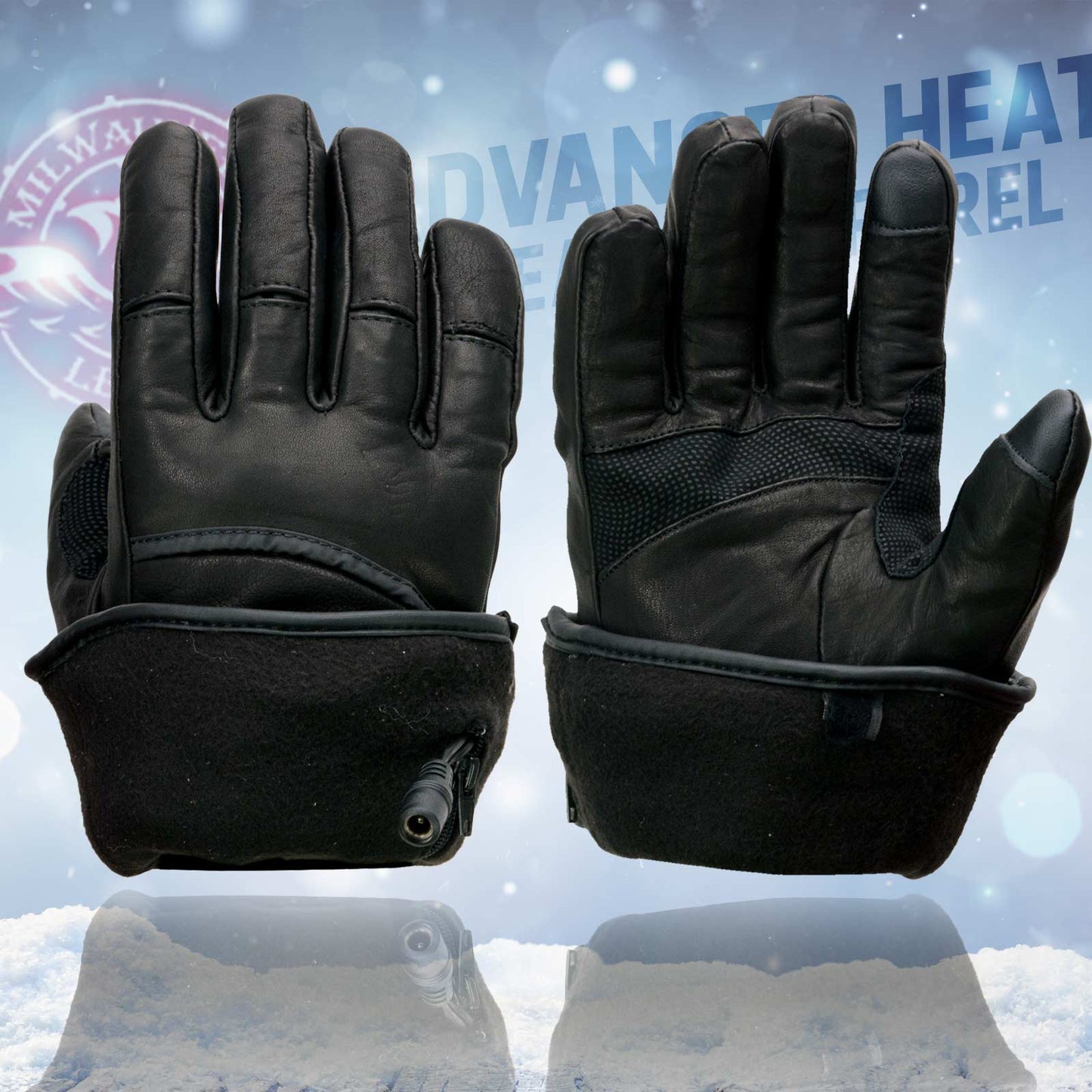 Milwaukee Leather MG7713SET Women's Heated Black Leather Winter Gloves -Wire Harness and i-Touch