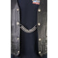 Milwaukee Leather MLA1045-Single Iron Cross Vest Extender Double Chrome Chains w/ Genuine Leather 6" Extension