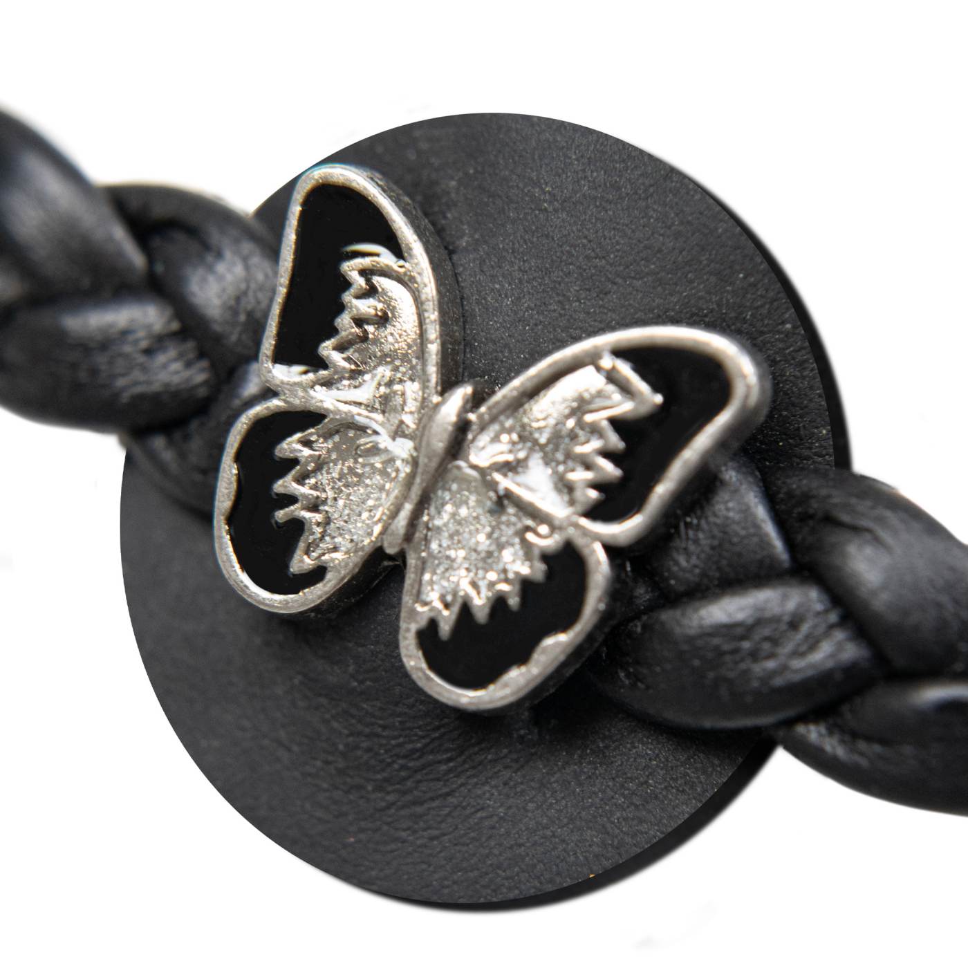 Milwaukee Leather Sparkle Butterfly Medallion Vest Extender Genuine Leather Braided Strap 6.5" Extension MLA1068-Single