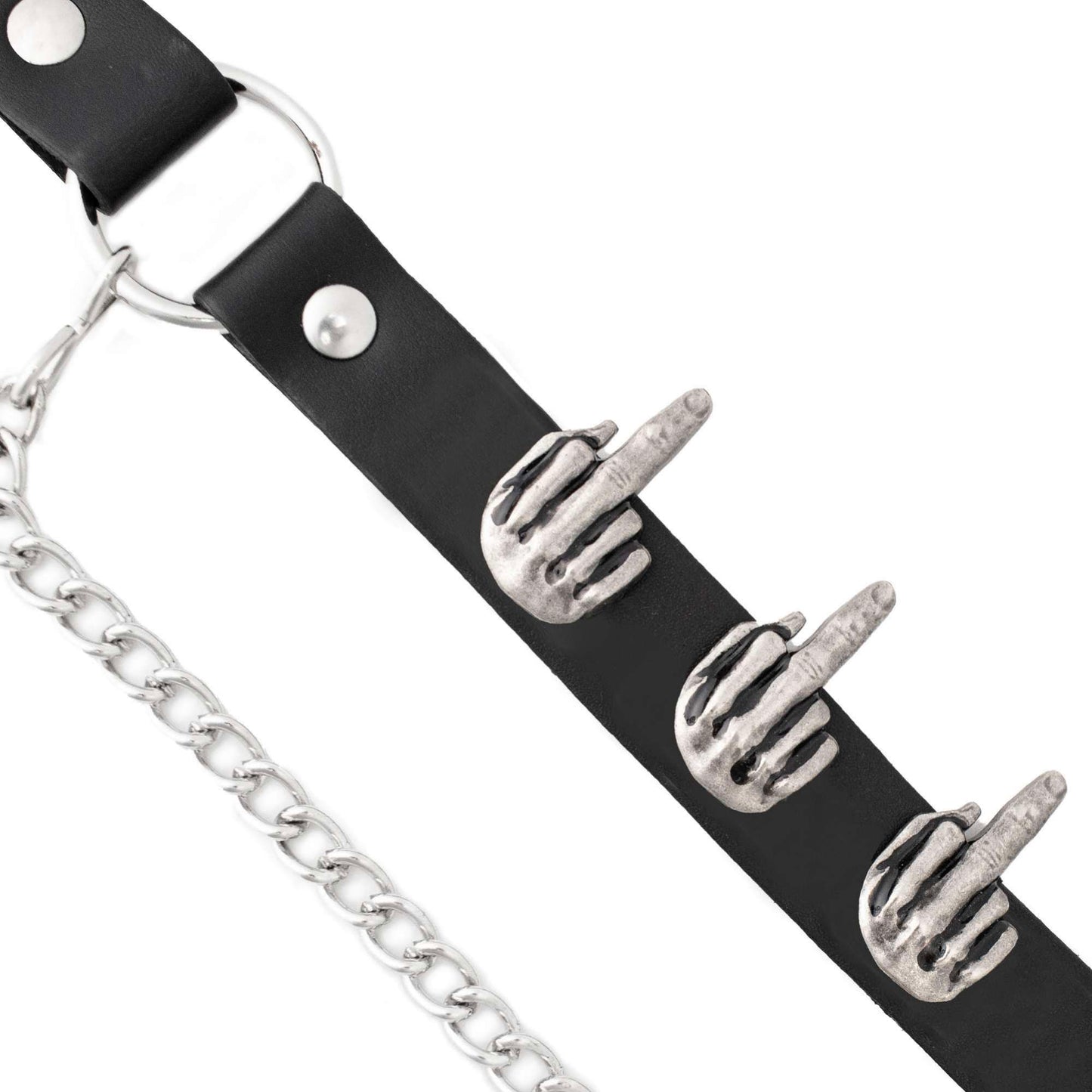 Milwaukee Leather Silver Middle Finger Emblem Boot Chain with Adjustable Strap - MLA3012