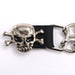 Milwaukee Leather MLA1041-Single Skull and Cross Bones Vest Extender Double Chrome Chains w/ Genuine Leather 6" Extension
