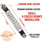 Milwaukee Leather MLA1004-Single Skull and Cross Bones Vest Extender Double Chrome Chains w/ Genuine Leather 4" Extension
