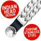 Milwaukee Leather Indian Head Medallion Vest Extender - Double Chrome Chains Genuine Leather 6.5" Extension MLA1014-Single