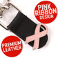 Milwaukee Leather Pink Ribbon Medallion Vest Extender - Double Chrome Chains Genuine Leather 6.5" Extension 4-PCS MLA6021SET