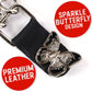 Milwaukee Leather Sparkle Butterfly Medallion Vest Extender - Double Chrome Chains Genuine Leather 6.5" Extension 4-PCS MLA6022SET