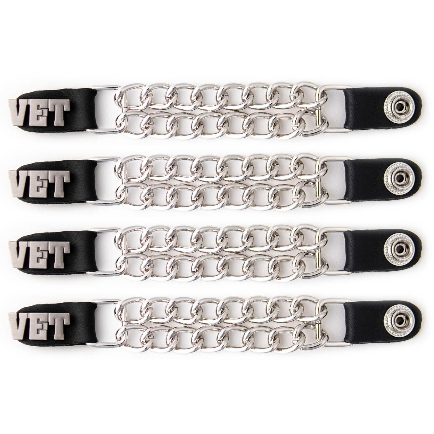 Milwaukee Leather 4-Piece Vest Extender Set - VET, Double Chrome Chains, 4-Inch-MLA6034SET