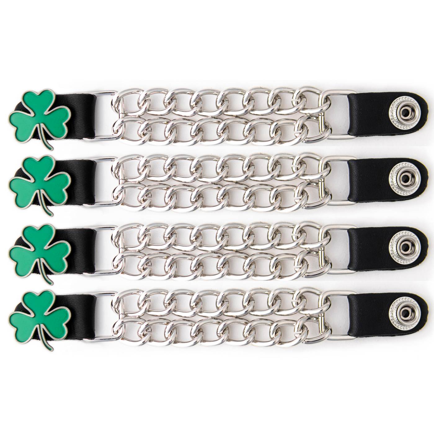 Milwaukee Leather 4-Piece Vest Extender Set - 3 Leaf Clover, Double Chrome Chains, 4-Inch-MLA6035SET