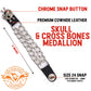 Milwaukee Leather MLA1041-Single Skull and Cross Bones Vest Extender Double Chrome Chains w/ Genuine Leather 6" Extension