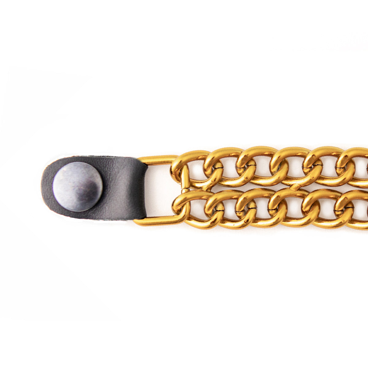 Milwaukee Leather MLA1091 Gold 4 Inch Single Vest Extender - Double Chrome Chains w/ Genuine Leather