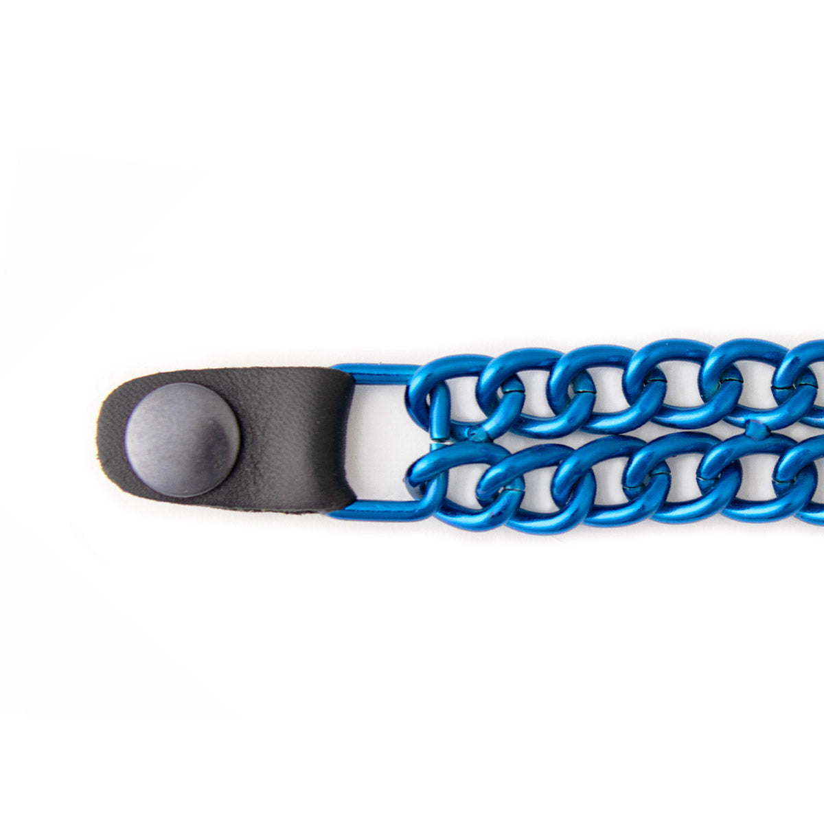 Milwaukee Leather MLA1097 Candy Blue 4 Inch Single Vest Extender - Double Chrome Chains w/ Genuine Leather