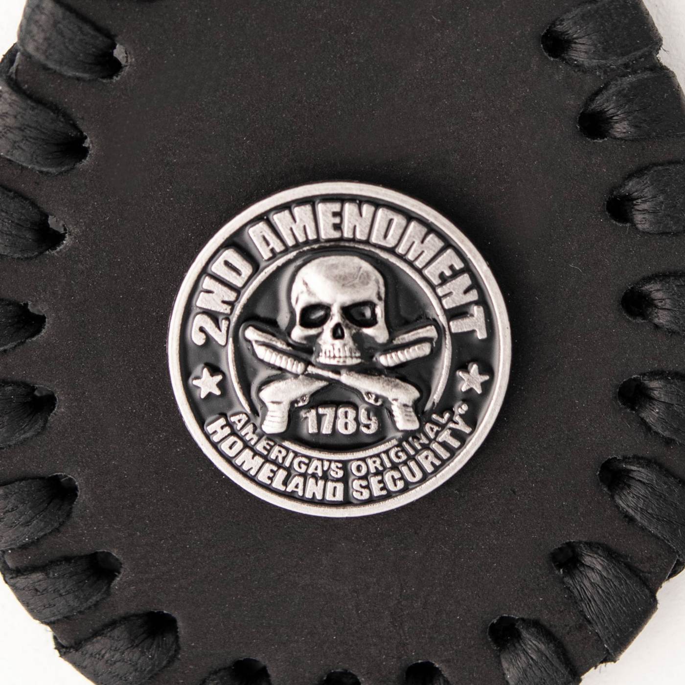 Milwaukee Leather Black 2nd Amendment Pewter Emblem Key Chain - MLA9523