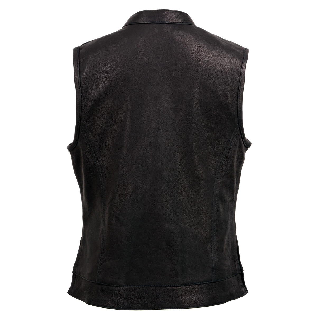 Milwaukee Leather MLL4512 Women’s Lashes Black Leather Club Style Motorcycle Rider Vest w/ Concealed Closure