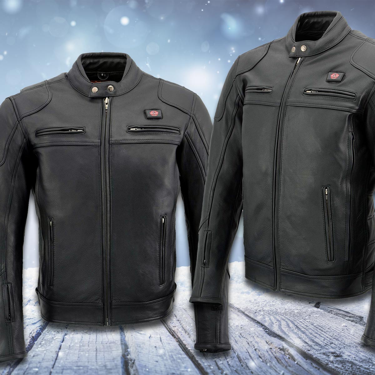 Milwaukee Leather MLM1514SET All Season Black Premium Leather Motorcycle Riders Jacket w/ Heated and Cool-Tec Technology